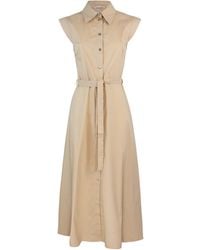 Liu Jo - Abito Chemisier in Popeline Beige - Lyst