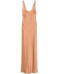 forte_forte - Abito Lungo Scollo Pizzo Envers Satin - Lyst