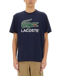 Lacoste - Cotton T Shirt With Print - Lyst