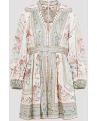 Zimmermann - Roselight Diepe Mini-jurk - Lyst