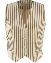 Max Mara - Mxmfauno Gestreifte Weste aus Baumwoll- und Seidencanvas - Lyst
