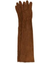 Prada - Caramel Suede Long Gloves - Lyst