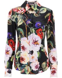 Dolce & Gabbana - Camisa de jardín de rosas en satén - Lyst