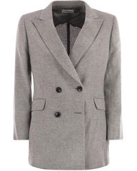 SAULINA - Anita Double Breasted Wool And Linen Blazer - Lyst