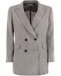 SAULINA - Anita Double Breasted Wool And Linen Blazer - Lyst