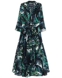 Samantha Sung - Vestido Midi Aster Con Estampado De Palmera - Lyst