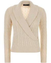 Ralph Lauren - Ivory Cotton Blend Sweater - Lyst