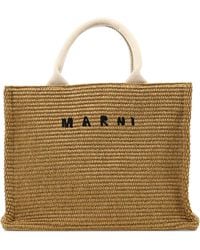 Marni - Tote in Raffia Effect Fabric - Lyst
