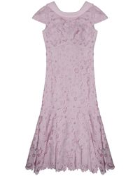 Self-Portrait - Midi Lace Dress Polyester - Lyst