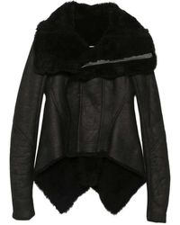 Rick Owens - Chaqueta Naska Asimétrica Con Ribete De Piel De Borrego - Lyst