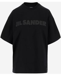 Jil Sander - Maglietta Cotton Jersey Con Logo - Lyst