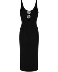 Blumarine - Abito Midi Con Tagliato E Rose - Lyst