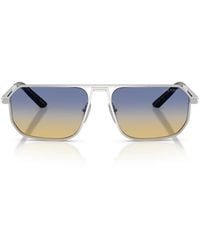 Prada - Zonnebril Pra53 S 27506 Z Matzilver/geel Donkerblauw Heren - Lyst