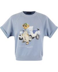 Polo Ralph Lauren - Sweat-shirt en coton à manches courtes avec ours - Lyst