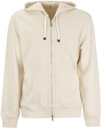 Brunello Cucinelli - Techno Cotton Interlock Zip Front Hooded Sweatshirt - Lyst
