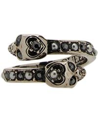 McQueen - Anello Twin Skull - Lyst