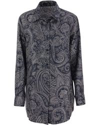 Etro - Camicia di seta con stampa paisley - Lyst