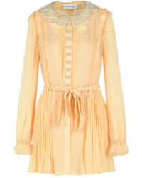 Self-Portrait - Short Pleated Dress - Lyst