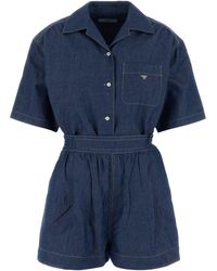 Prada - Chambray Jumpsuit - Lyst