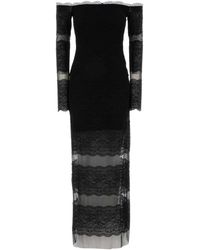 Blumarine - Lace And Mesh Long Dress - Lyst
