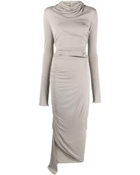 ANDREADAMO - Asymmetric Draped Midi Dress - Lyst