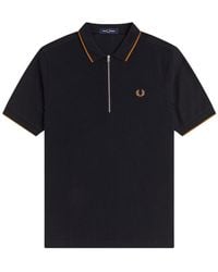 Fred Perry - Polo Con Zip E Logo - Lyst