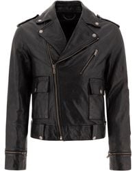 Golden Goose - Regular Fit Leather Jacket With Zip Closure - Lyst
