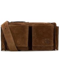 Miu Miu - Suede Utilitaire Crossbody Bag - Lyst