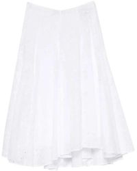 Tory Burch - Broderie Anglaise Midi Skirt With Drawstring Waist - Lyst