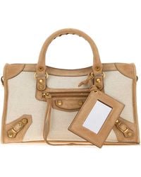 Balenciaga - Mini Le City Two-Tone Canvas And Suede Small Handbag - Lyst
