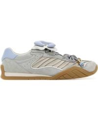 Fendi - Light Suede And Fabric Wave Sneakers - Lyst