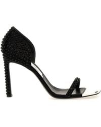 Sergio Rossi - Area Dagger Satin Sandals With Rhinestone - Lyst