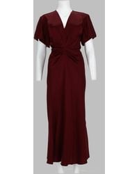 Victoria Beckham - Ruched V-Neck Flutter Sleeve Maxi Dress - Lyst