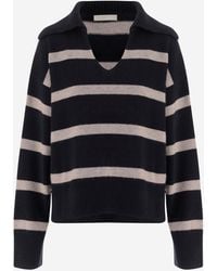 Allude - Wool And Cashmere Striped Sweater - Lyst