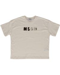 MSGM - Boxy Jersey T-Shirt Mädchen Crema/Creme - Lyst