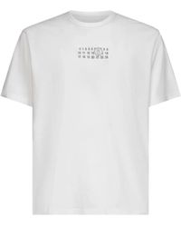 MM6 by Maison Margiela - Katoenen T -shirt Met Nummerafbeeldingen - Lyst