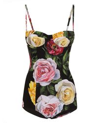 Dolce & Gabbana - Mujer Bañador Entero De Jersey Con Estampado - Lyst