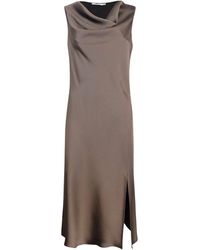 Patrizia Pepe - Abito A Goccia In Raso Marrone - Lyst
