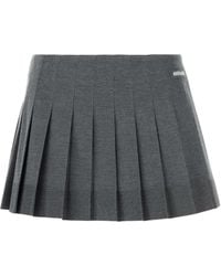 Miu Miu - Dark Silk Blend Mini Skirt - Lyst