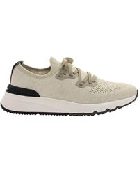 Brunello Cucinelli - Cotton Chiné Knit Runners Sneakers - Lyst
