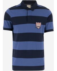Emporio Armani - Striped Cotton Polo Shirt With Logo - Lyst