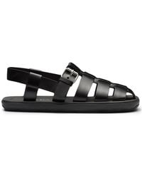Prada - Interwoven Straps Flat Sandals - Lyst