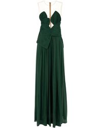 Costarellos - Dark Green Georgette Serenne Long Dress - Lyst