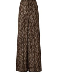 Fendi - Ff Silk Wide-Leg Trousers - Lyst