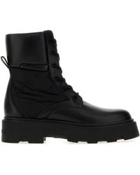 Moncler - Leather And Fabric Aurea Ankle Boots - Lyst