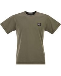 Stone Island - Slim Fit T-Shirt With Compass Patch - Lyst