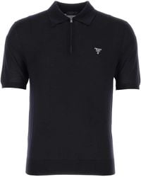 Prada - Midnight Wool Polo Shirt - Lyst