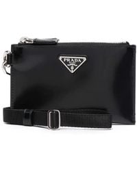 Prada - Logo Plaque Zip-Up Wallet - Lyst