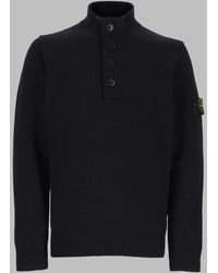 Stone Island - Buttoned Mock Neck Sweater - Lyst