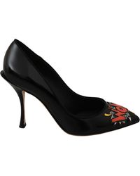 Zapatos de tacón de satén con lazo de Dolce & Gabbana de color Negro Mujer Zapatos de Tacones de Tacones altos y bajos 